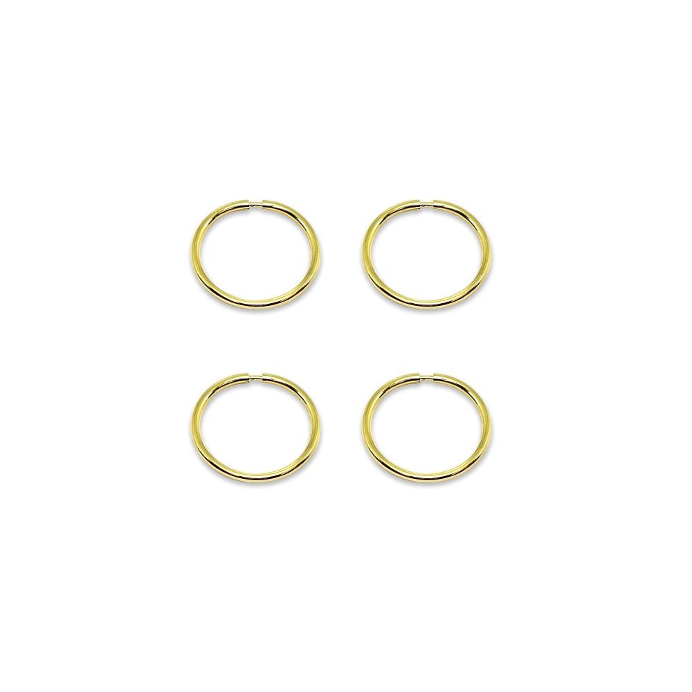 14 Karat Gold kleine endlose 10mm dünne Leichtgewicht Unisex Hoop Ohrringe, Satz von 2 Paaren