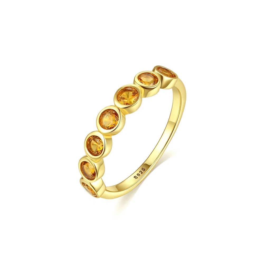 Einfache Atmosphäre S925 Silber Citrine Ring