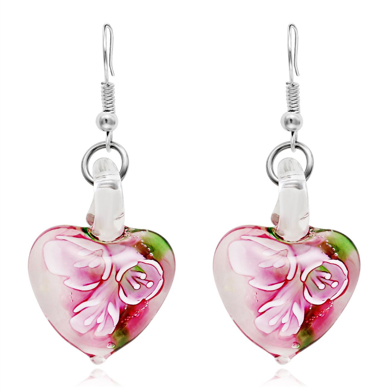 Europäischer und amerikanischer Stil AE Mode Popular Murano Farbglaze Kreative Herz-förmige Licht emittierende Ohrringe Schmuck für Mädchen