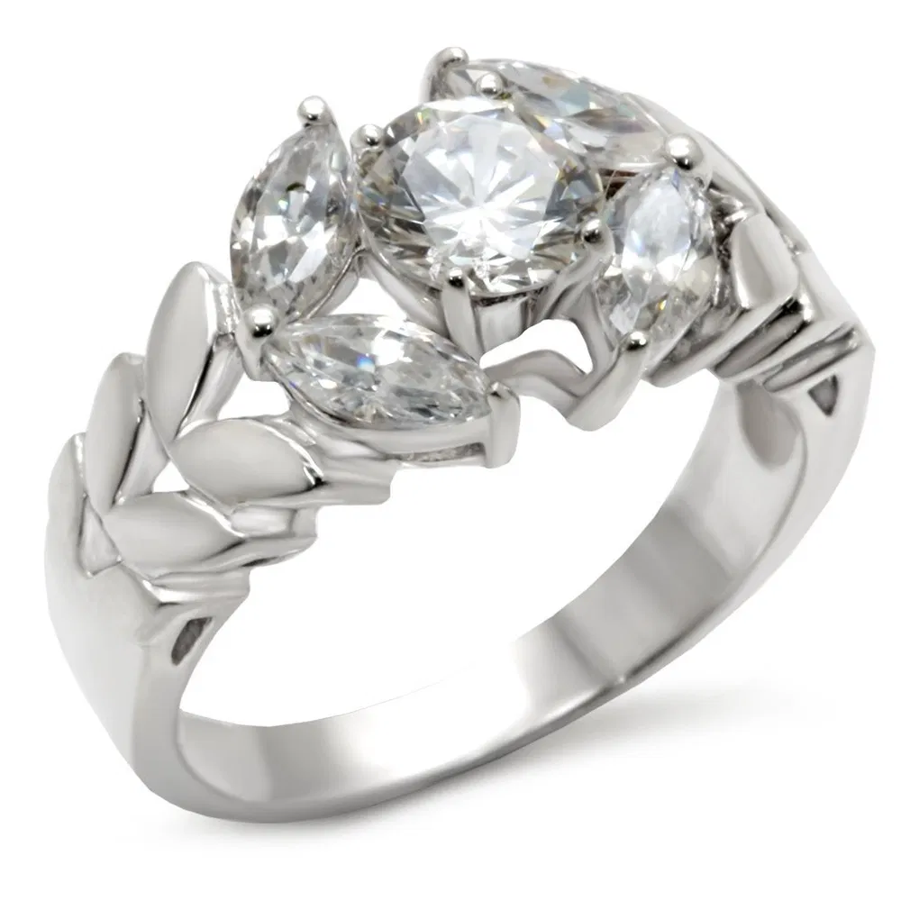 30326 - Matte Rhodium & Rhodium 925 Sterling Silber Ring mit AAA-Klasse CZ in Clear