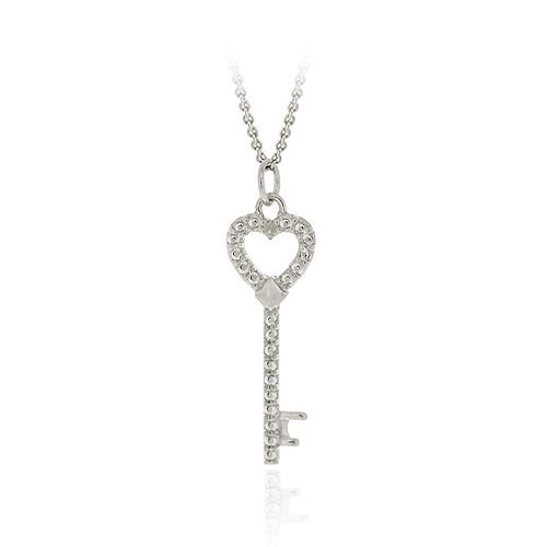 Sterling Silber Diamant Accent Designer Herz Schlüssel Anhänger