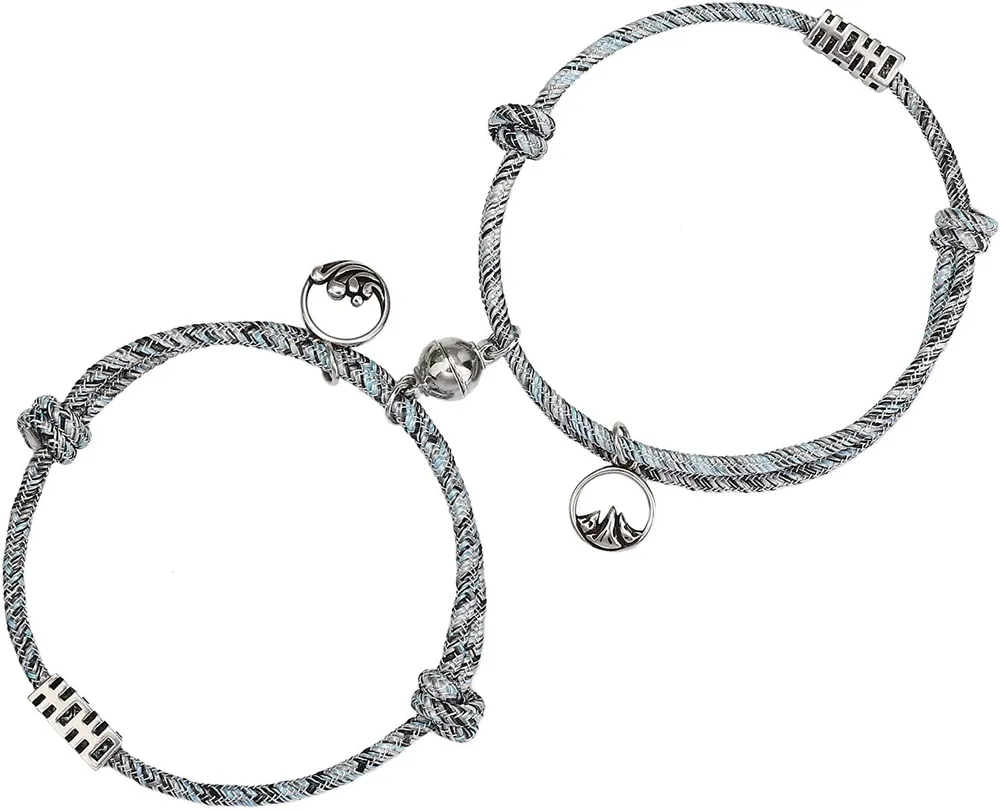 Paare Magnetarmband verstellbare gegenseitige Anziehung Weben Seil geflochten Charme Anhänger Armband mit magnetischen Glocken Gelübde des ewigen Armbandes für Frauen Männer Geschenk