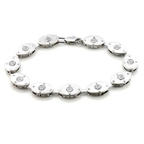 LO581 - Matte Rhodium & Rhodium Brass Armband mit AAA-Klasse CZ in Clear