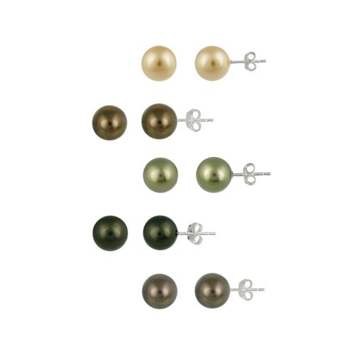 Sterling Silber Gold, Licht Grün, Dunkel Grün, Antike Messing, Braun Original Swarovski Elemente 8mm Perlen Ohrringe Set