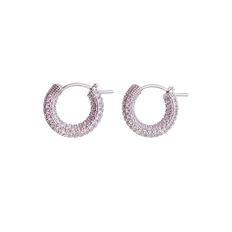 Französisch Micro Set Zircon Hoop Ohrringe Vintage