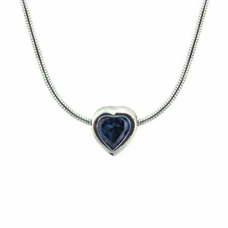 Sterling Silber Tanzanit CZ Bezel-Set Herz Anhänger