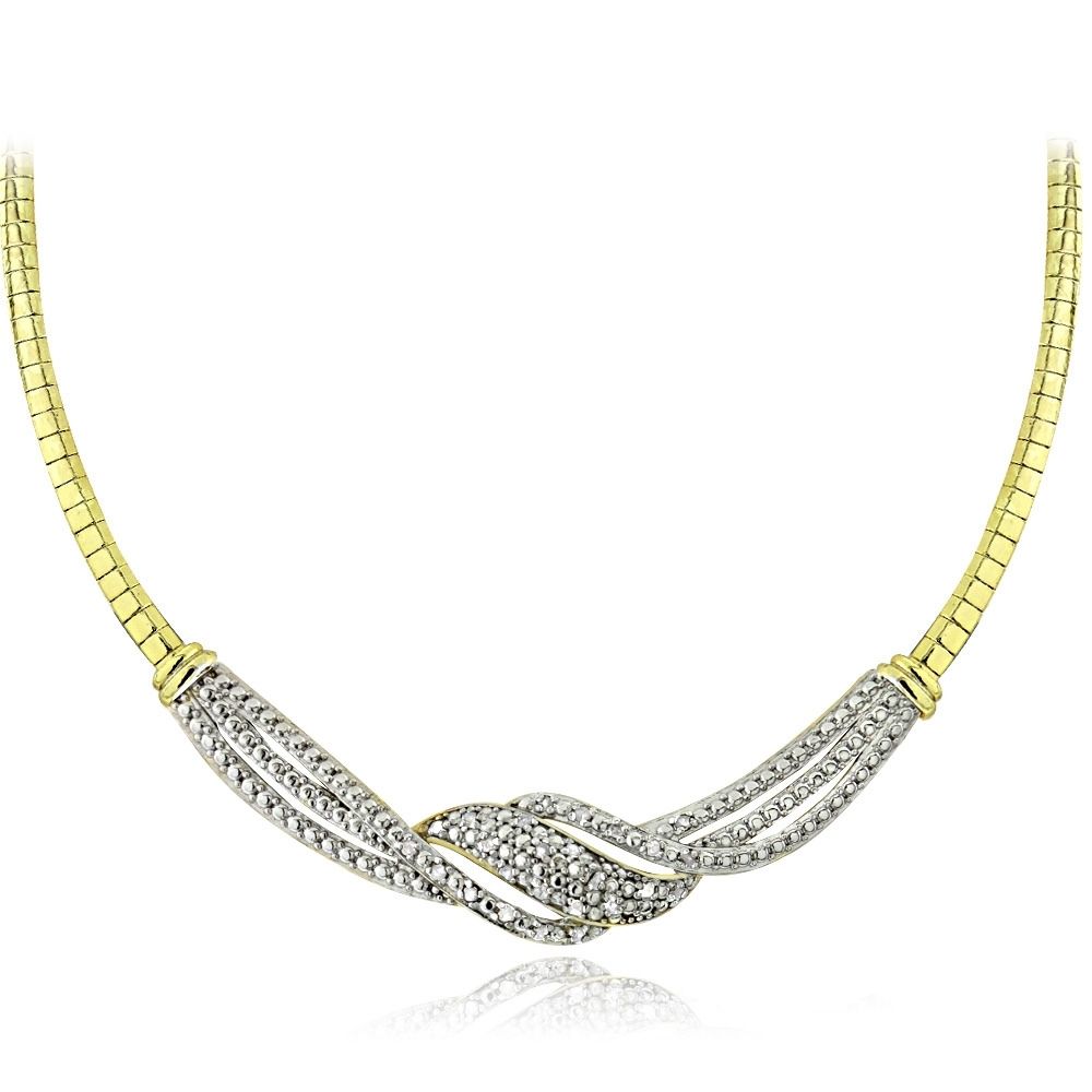 Gold Tone 1 / 4 Carat Diamant Twist Front Halskette