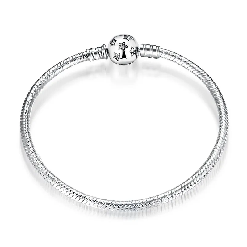 Damen Armband S925 Sterling Silber Basic Snake Knochen Kette