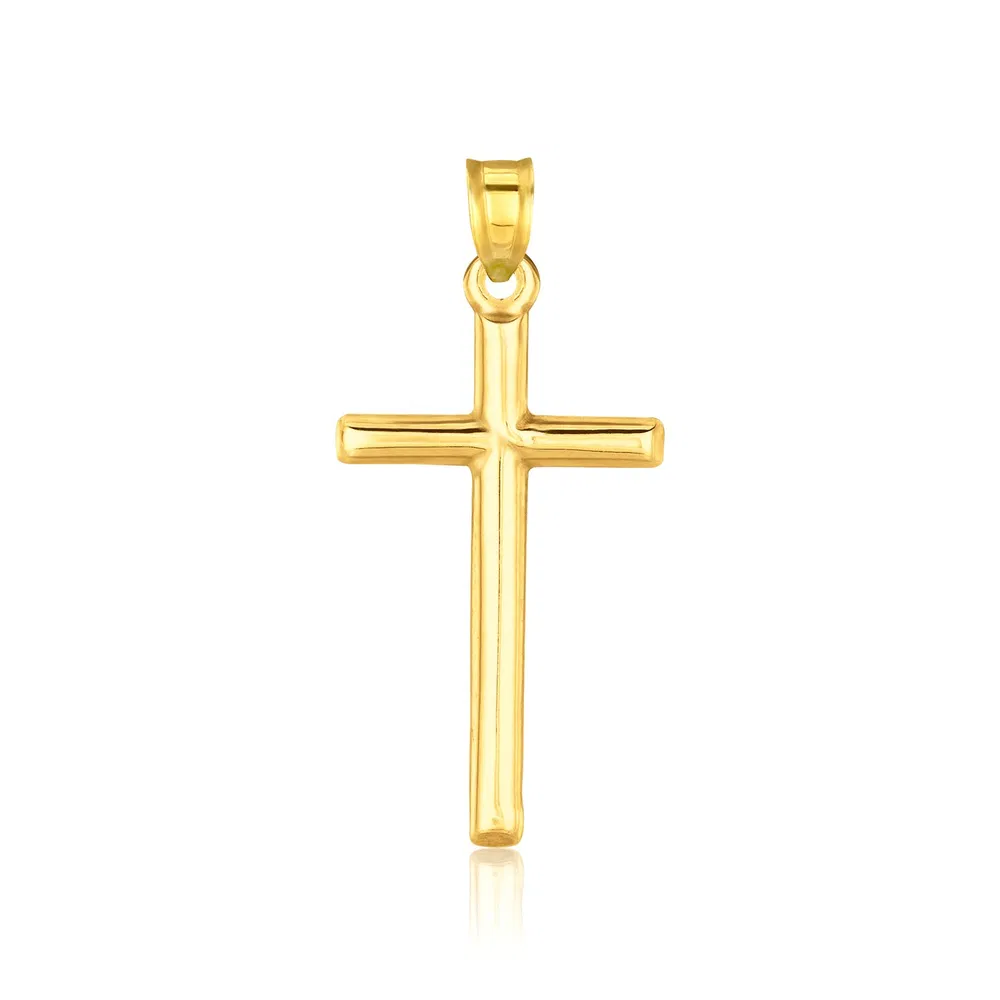 14 Karat Gelbgold High Polish Cross Anhänger