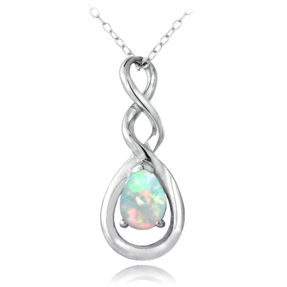 Sterling Silber geschaffen Weiß Opal Triple Infinity Twist Halskette