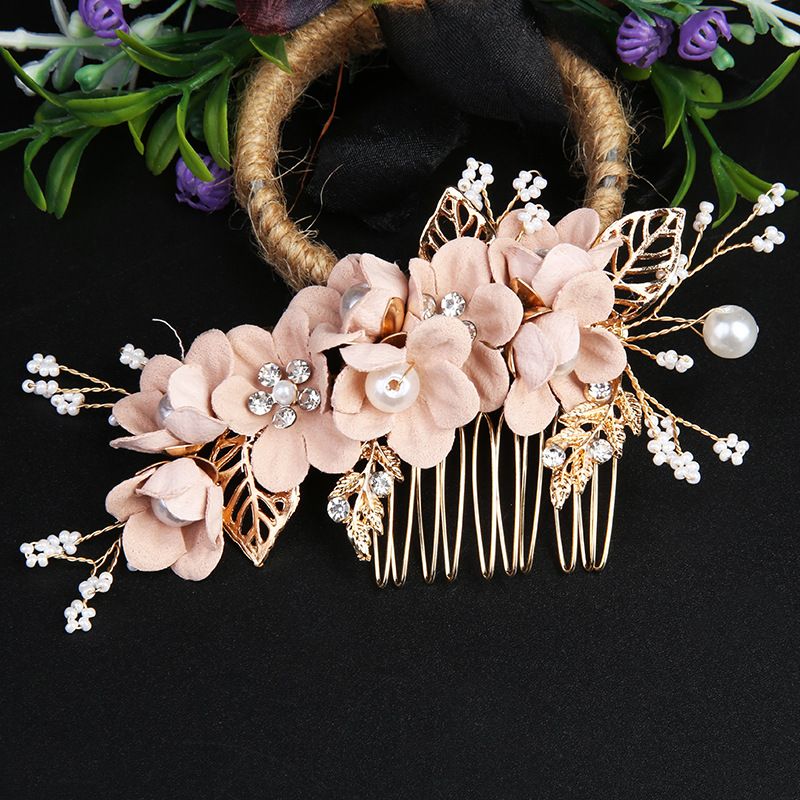 Gold Blatt Haar Updo Kamm Handgemachte Braut Krone Kopfbedeckung