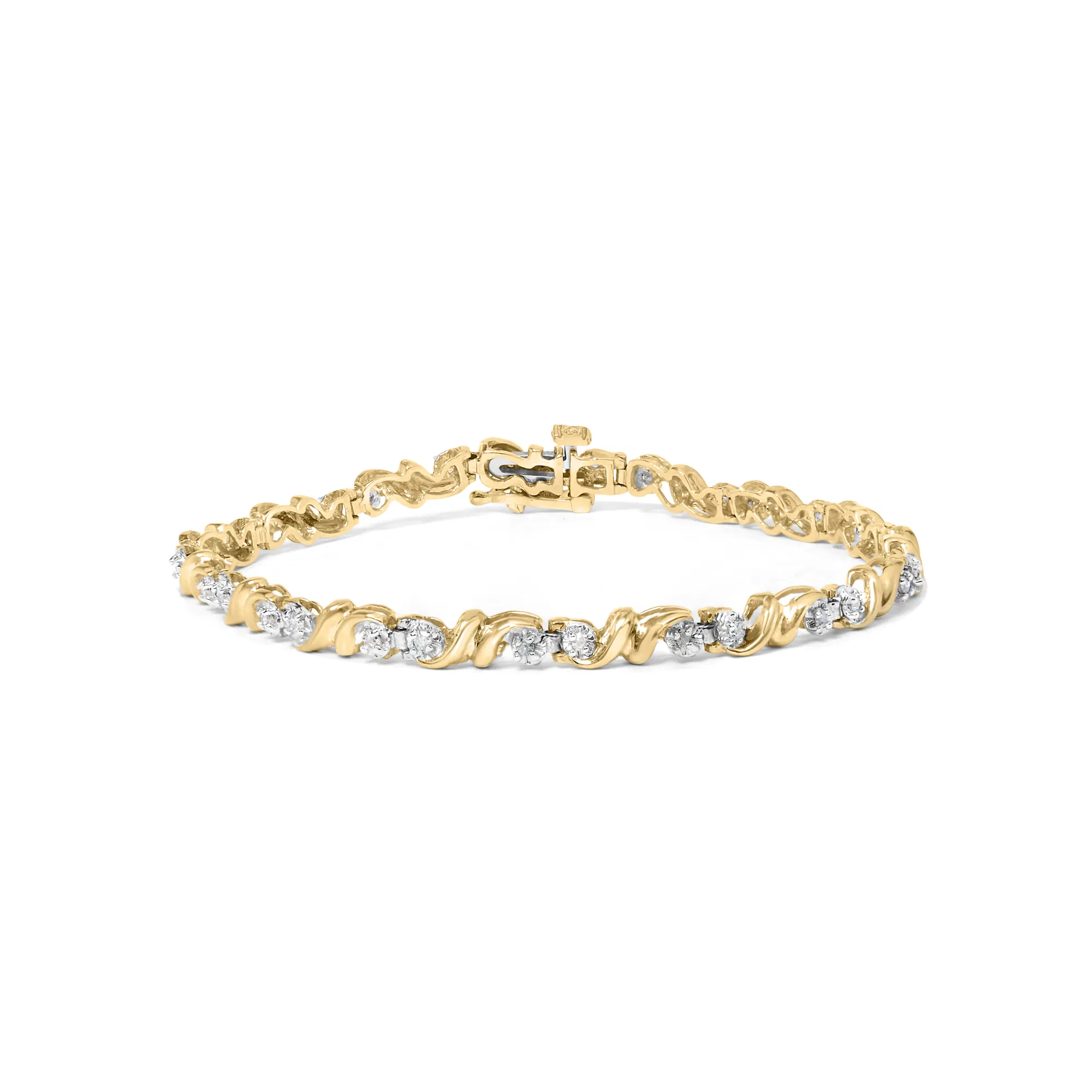.925 Sterling Silber 1/2 Cttw Diamant Contoured Double Wave Link 7