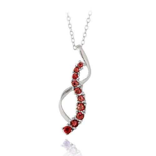 Sterling Silber Garnet Reise Band Halskette