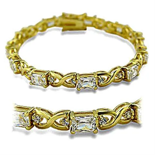 415705 - Gold Brass Armband mit AAA Grad CZ in Clear
