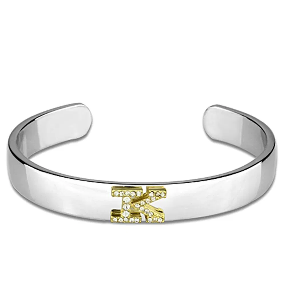 LO3621 - Umkehr Zwei-Ton - Weißmetall-Armband mit Top-Grade - Kristall in Clear