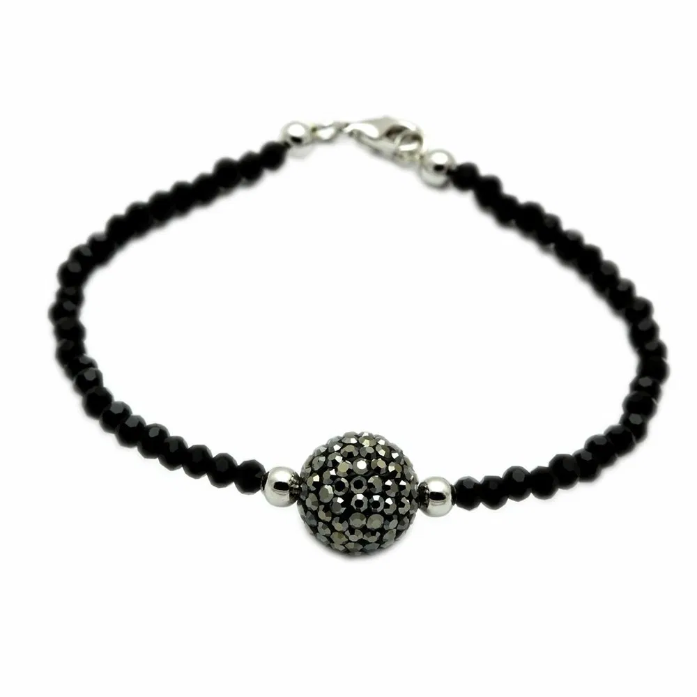 LO2048 - Rhodium + Ruthenium-Brass - Armband mit Top-Grade - Kristall in Jet