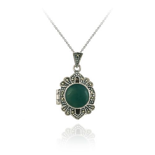 Sterling Silber Aragonit und Marcasit Locket Anhänger