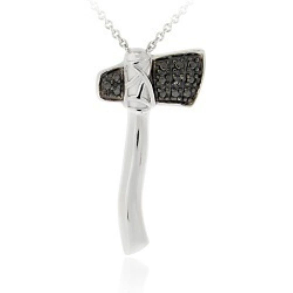 Sterling Silber Schwarz Diamant Akzent Axe Anhänger