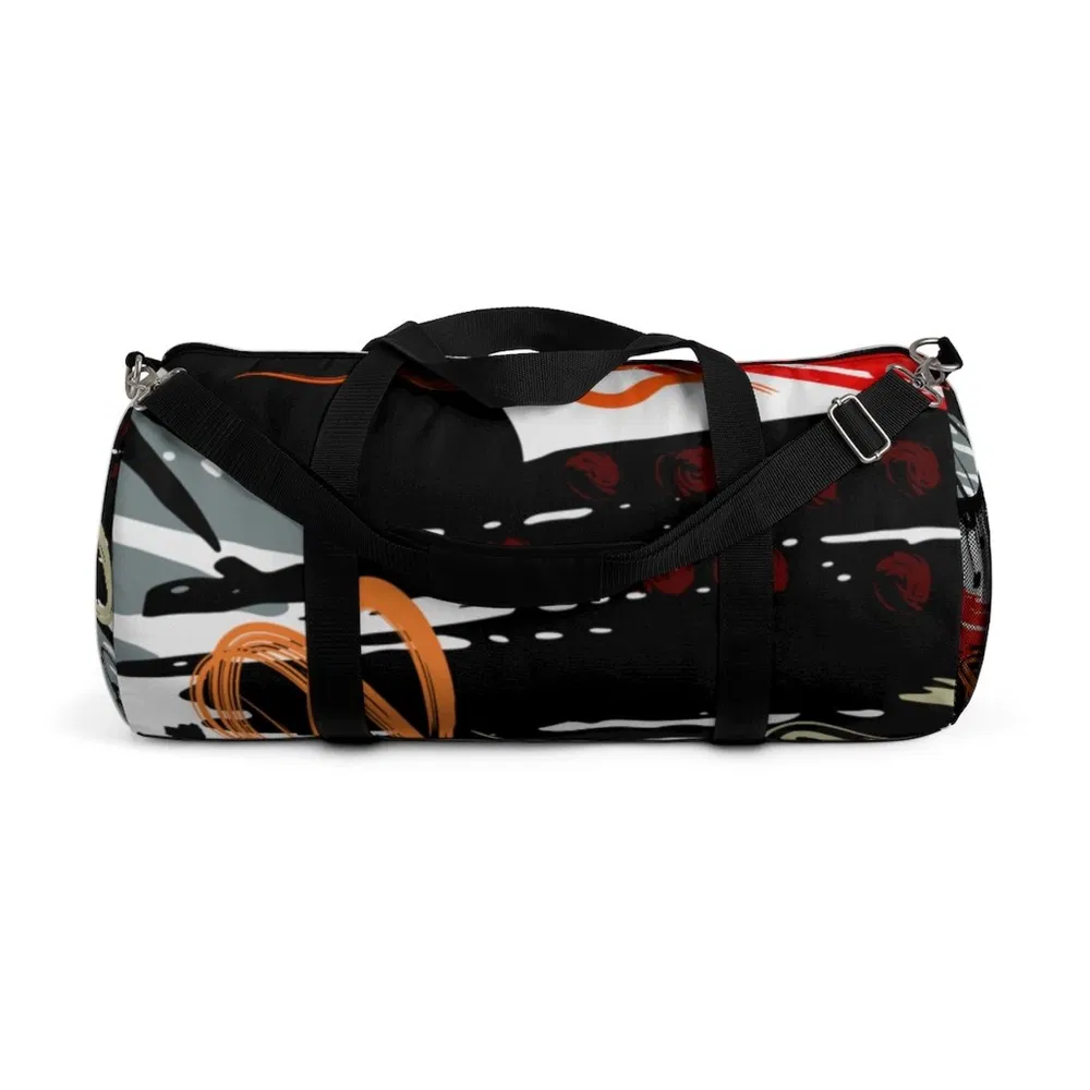 Duffel Taschen, Schwarz Rot und Grau Abstrakt Stil Tasche