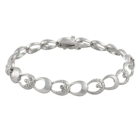 Sterling Silber Diamant Accented Link Armband