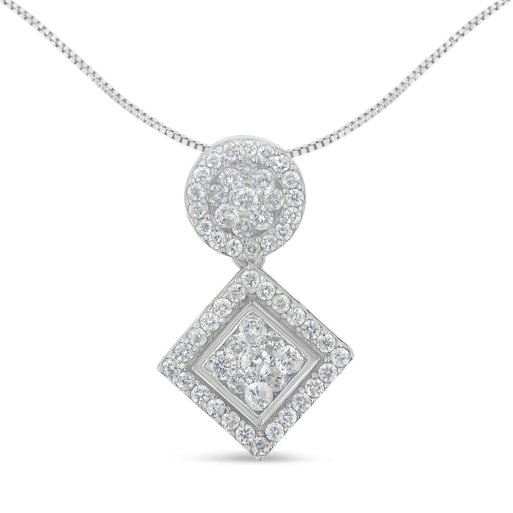 14 Karat Weißgold 1 cttw Diamant Anhänger Halskette (H-I, I1 - I2)