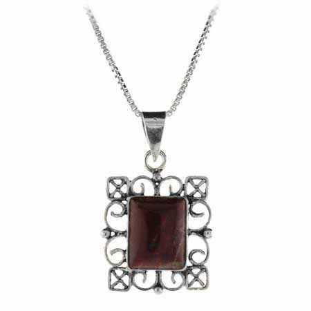 Echtes Chalcedit-Stein Sterling Silber Filigree Rechteck Anhänger