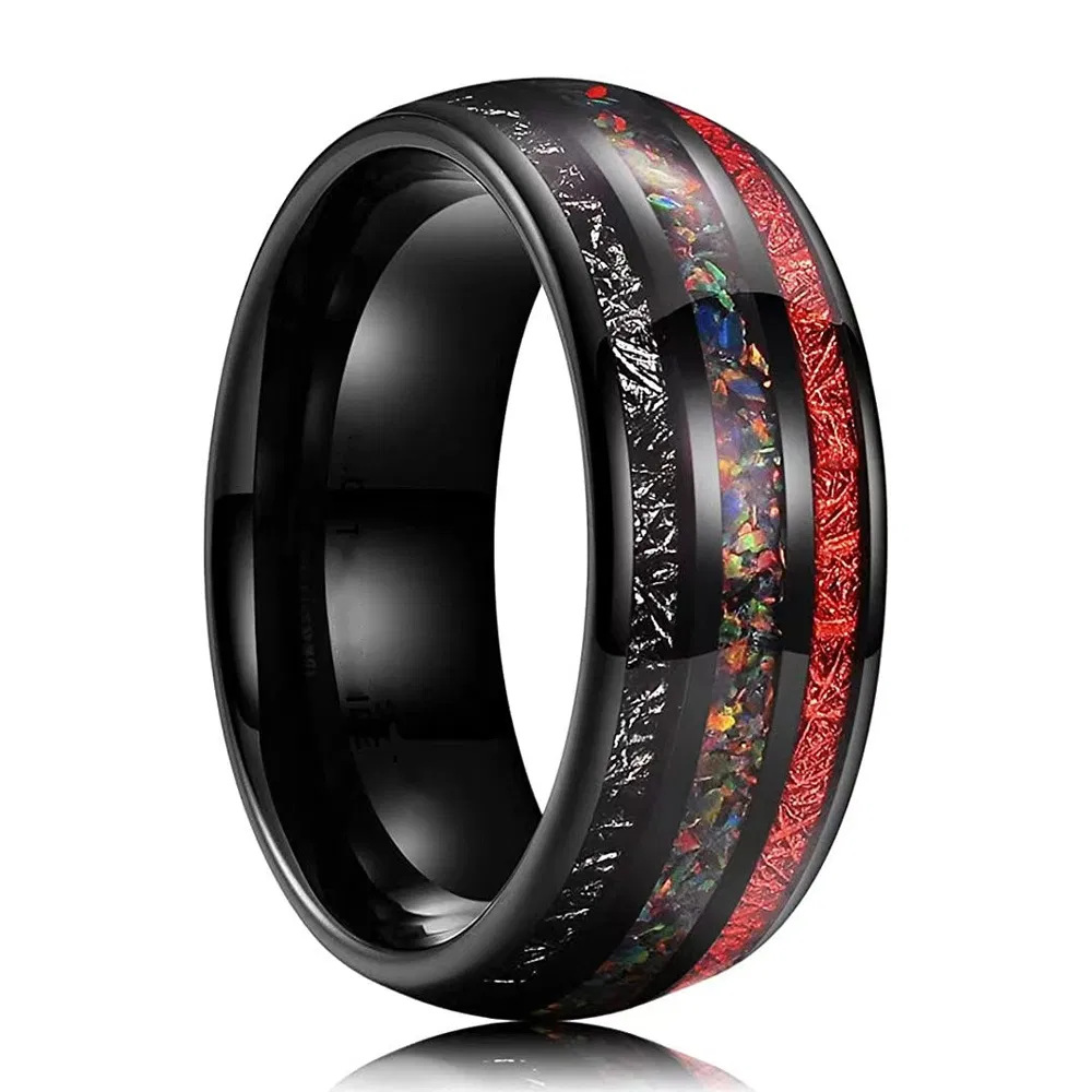 Mode Schwarzer Meteorite Tungsten Stahl Ring