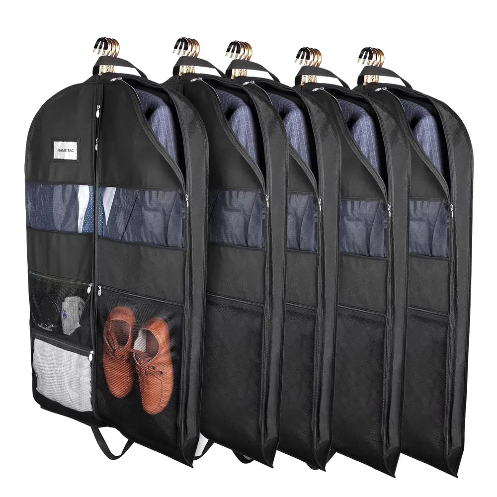 5 Packs Bekleidung Taschen atmungsaktive Anzug Tasche waschbare Kleidung Abdeckschutz mit Griff für Anzüge Mantel Shirts T-Shirts Jacken Kleid für Erwachsene Kinder