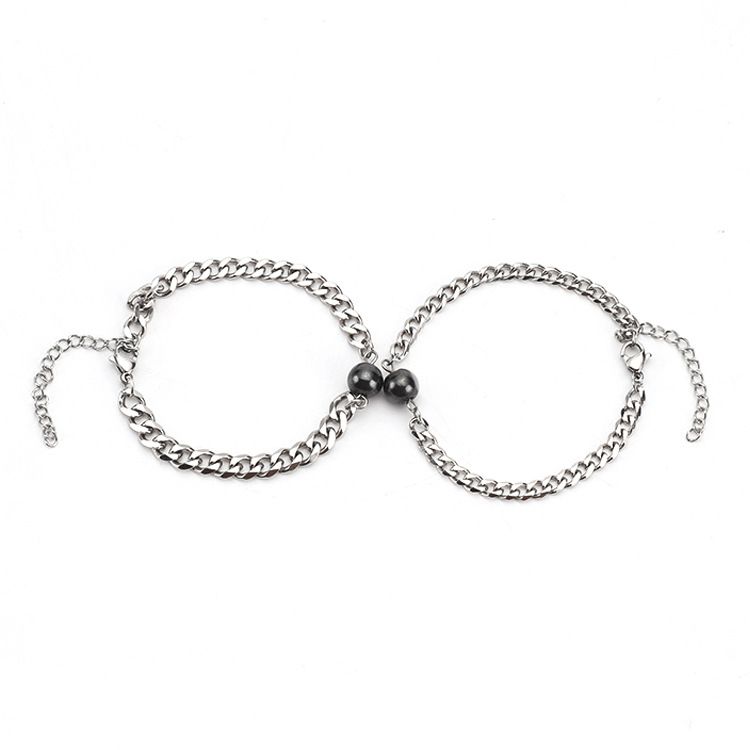 Simple Super Fairy Black Gallstone Magnet Couple Armband