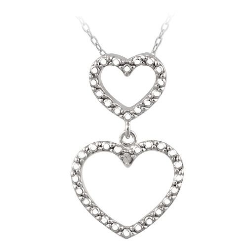 Sterling Silber Diamant Accent Graduating Open Hearts Halskette