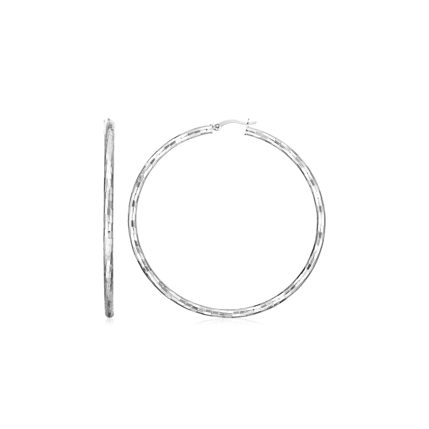 Sterling Silber Große Hoop Ohrringe mit Hammer Textur