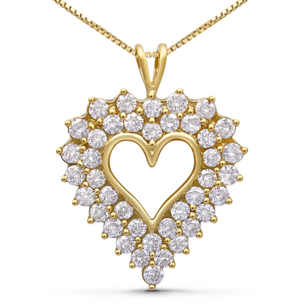 14 Karat Gelbgold Plated .925 Sterling Silber 4.0 Cttw Diamant Shadow Frame Herz 18