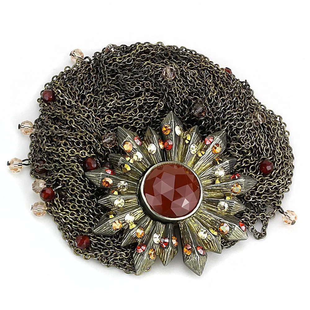 LO4224 - Antike Kupfer-Messing - Armband mit synthetischem Onyx in Granat