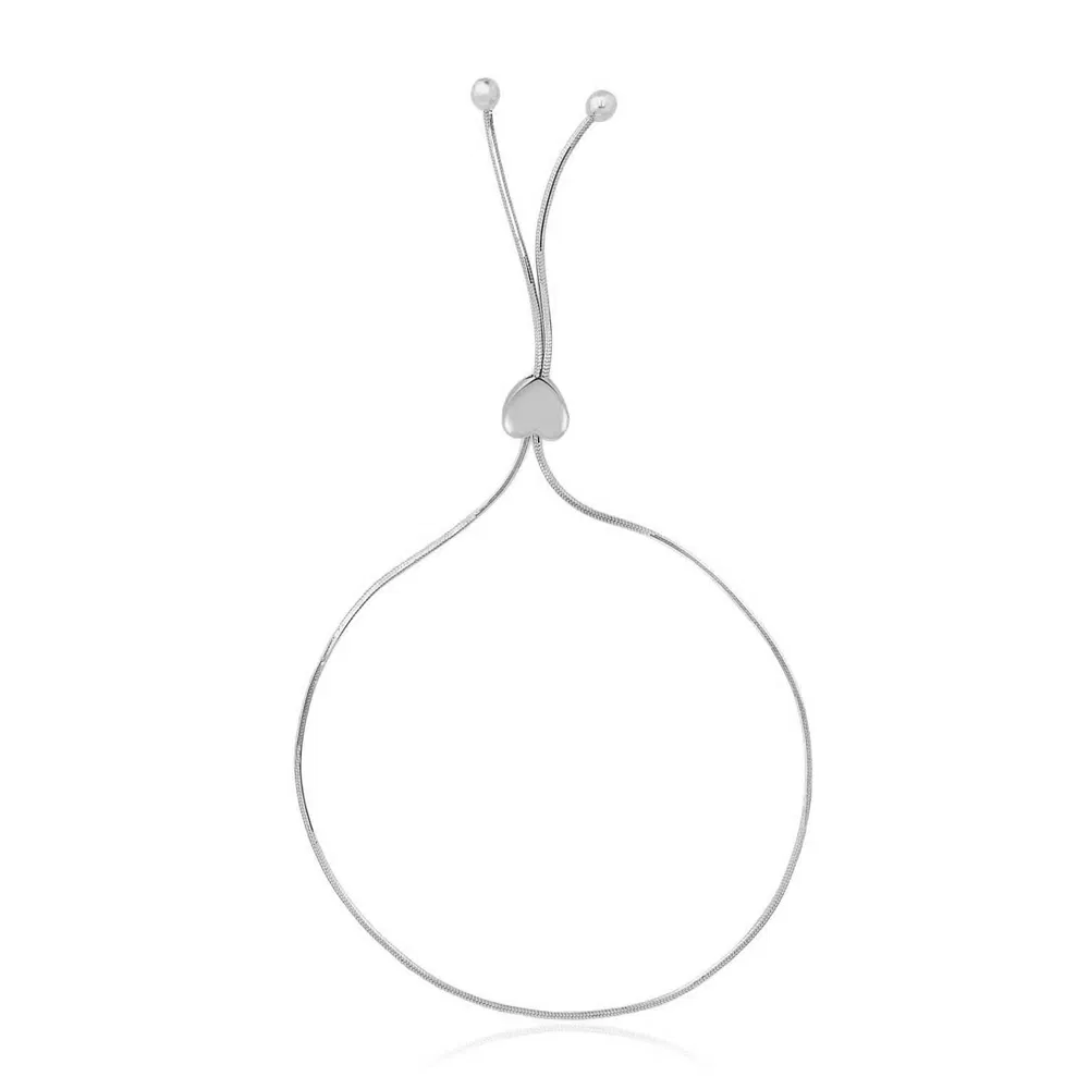 14 Karat Weißgold verstellbares Lariat-Stil - Herz-Motif - Armband