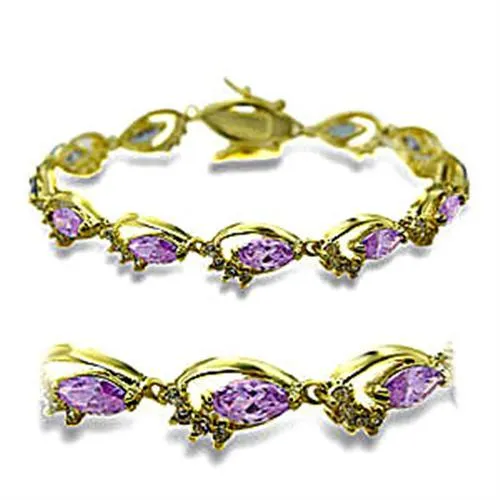 415702 - Gold-Messing - Armband mit AAA-Klasse CZ in leichter Amethyst