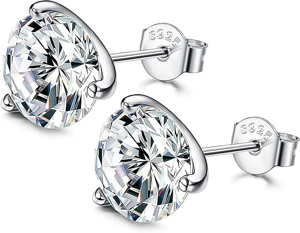 Cubic Zirkonia Stud Ohrringe für Frauen Männer 3 - Zänge Stud Ohrringe für Jubiläum Geburtstag