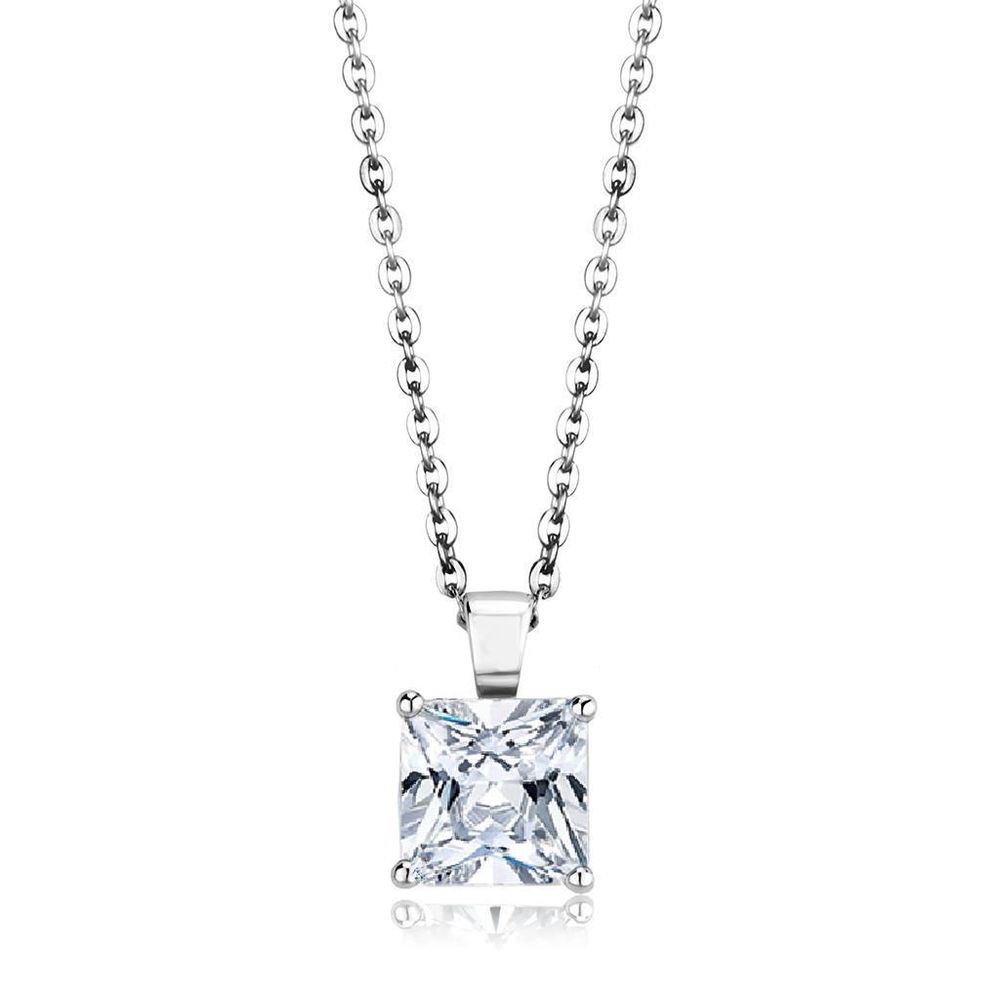 LO4173 - Rhodium-Brass - Kettenhänger mit AAA-Klasse CZ in Clear