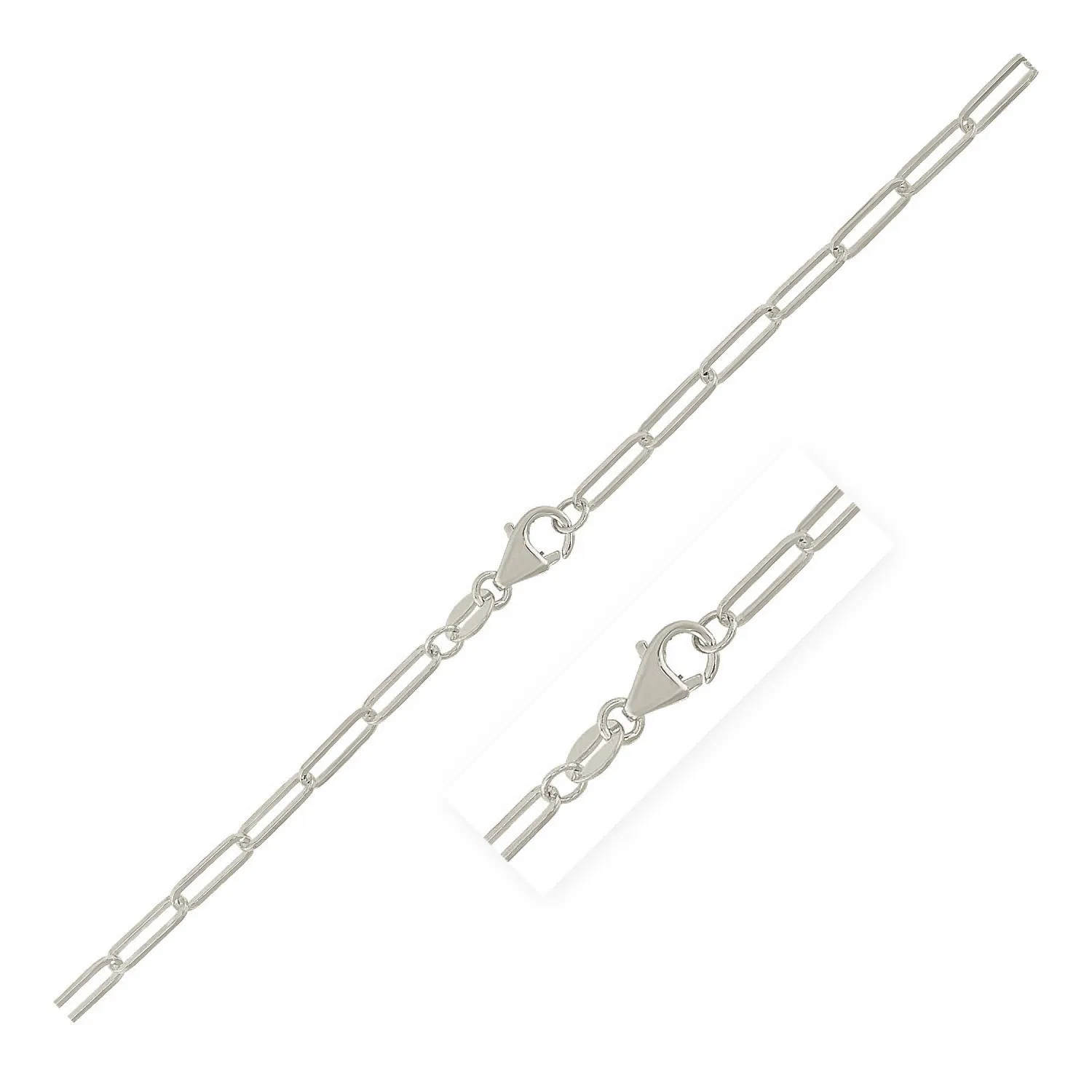 Sterling Silver Rhodium Plated Paperclip Chain (2,5 mm)