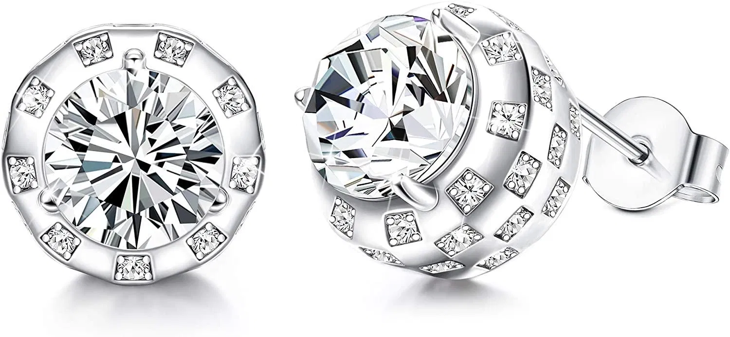 Round Halo Stud Ohrringe CZ Stud Ohrringe Weißgold Plating Cubic Zirkonia Stud Ohrringe Für Männer Frauen Schmuck Geschenk