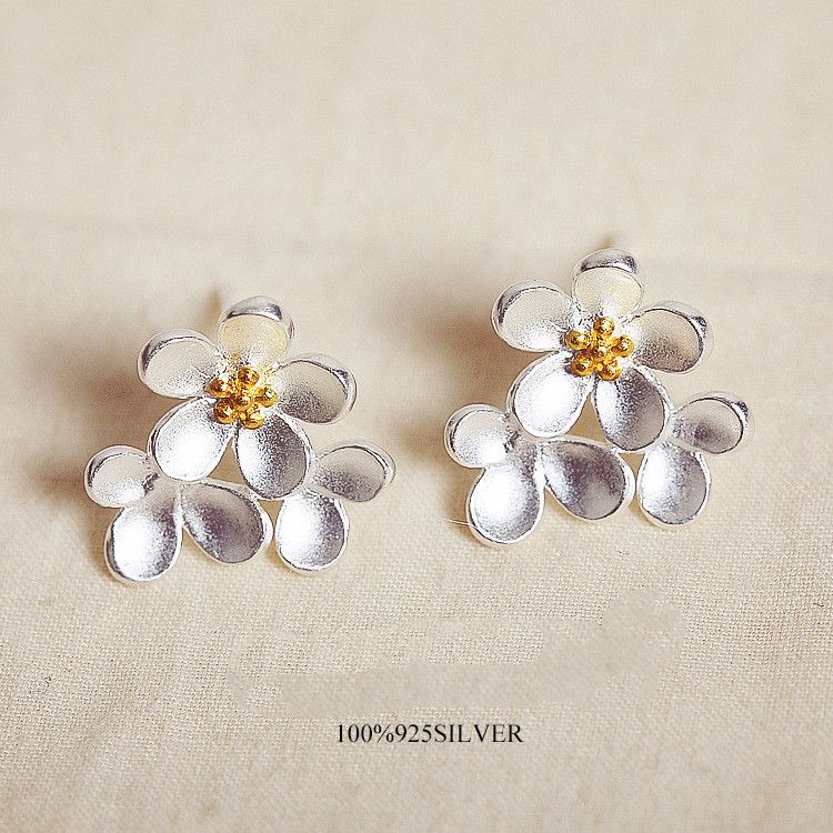S925 Sterling Silber Little Daisy Flower Stud Ohrringe