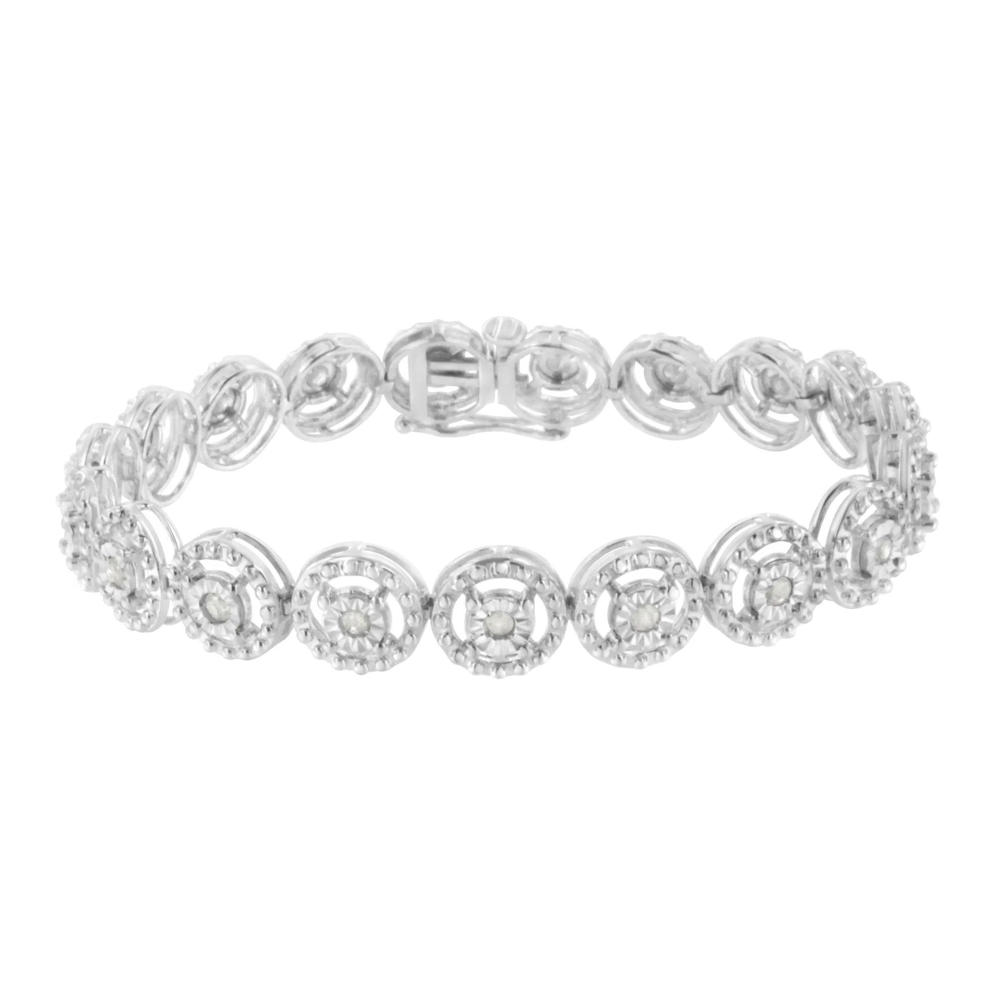 .925 Sterling Silber 1.0 Cttw Diamant verschachtelt Kreis Wunder Set Open Wheel 7
