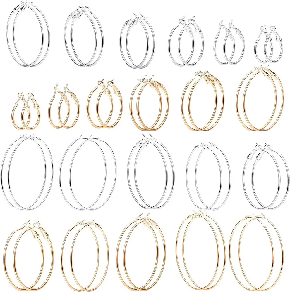 22 Paare Big Hoop Ohrring für Frauen Edelstahl Round Circle Huge Loop Silber Gold Plated Drop Ohrring