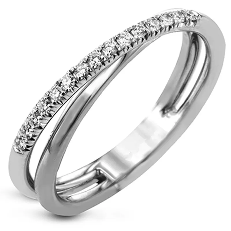Damen Mode einfacher Zwei-Farben Kupfer Silberplatten Ring