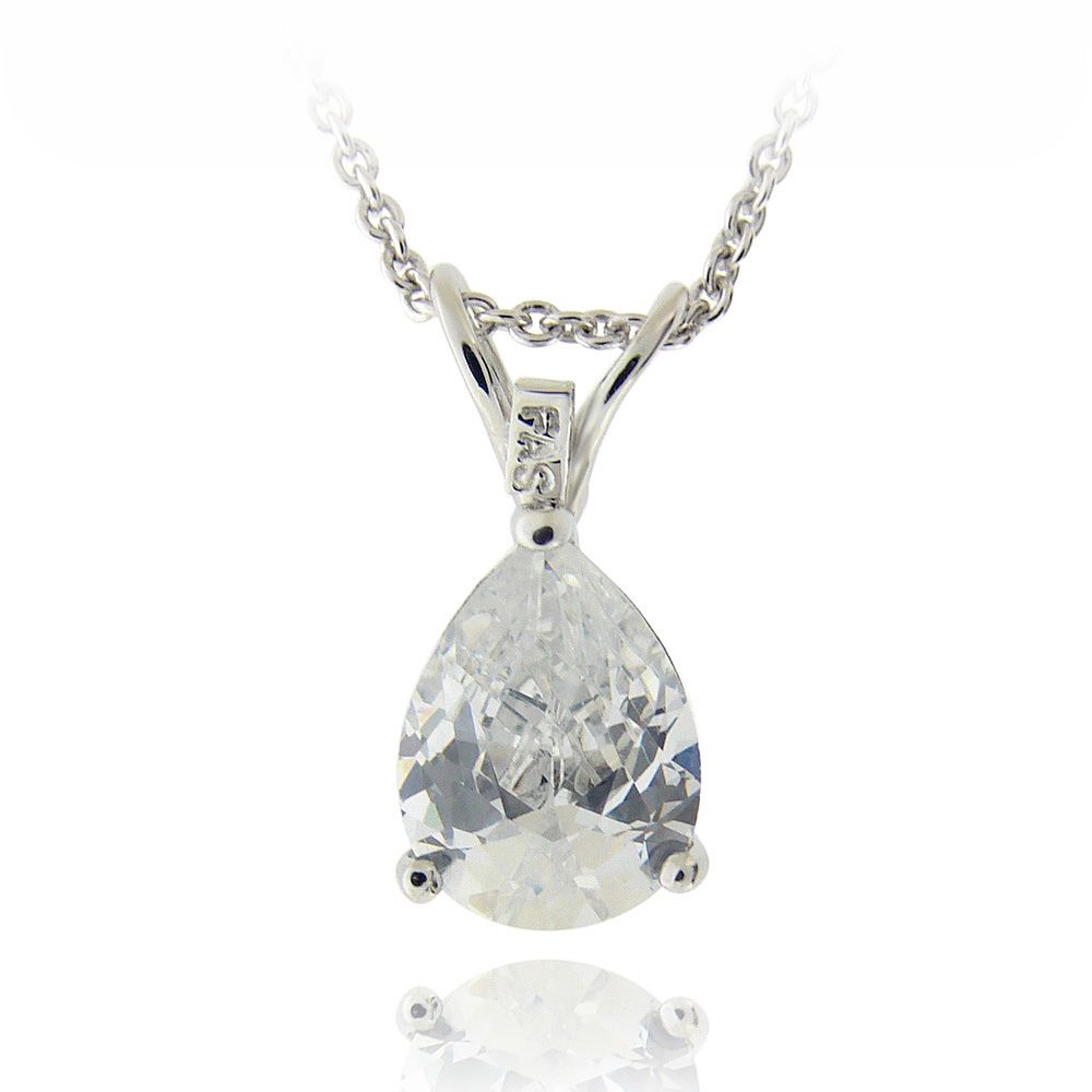 Silberton 1,75ct CZ Teardrop Solitaire Kette, 9x7mm