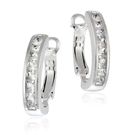 Sterling Silber CZ Princess-Cut Halbschleife Ohrringe