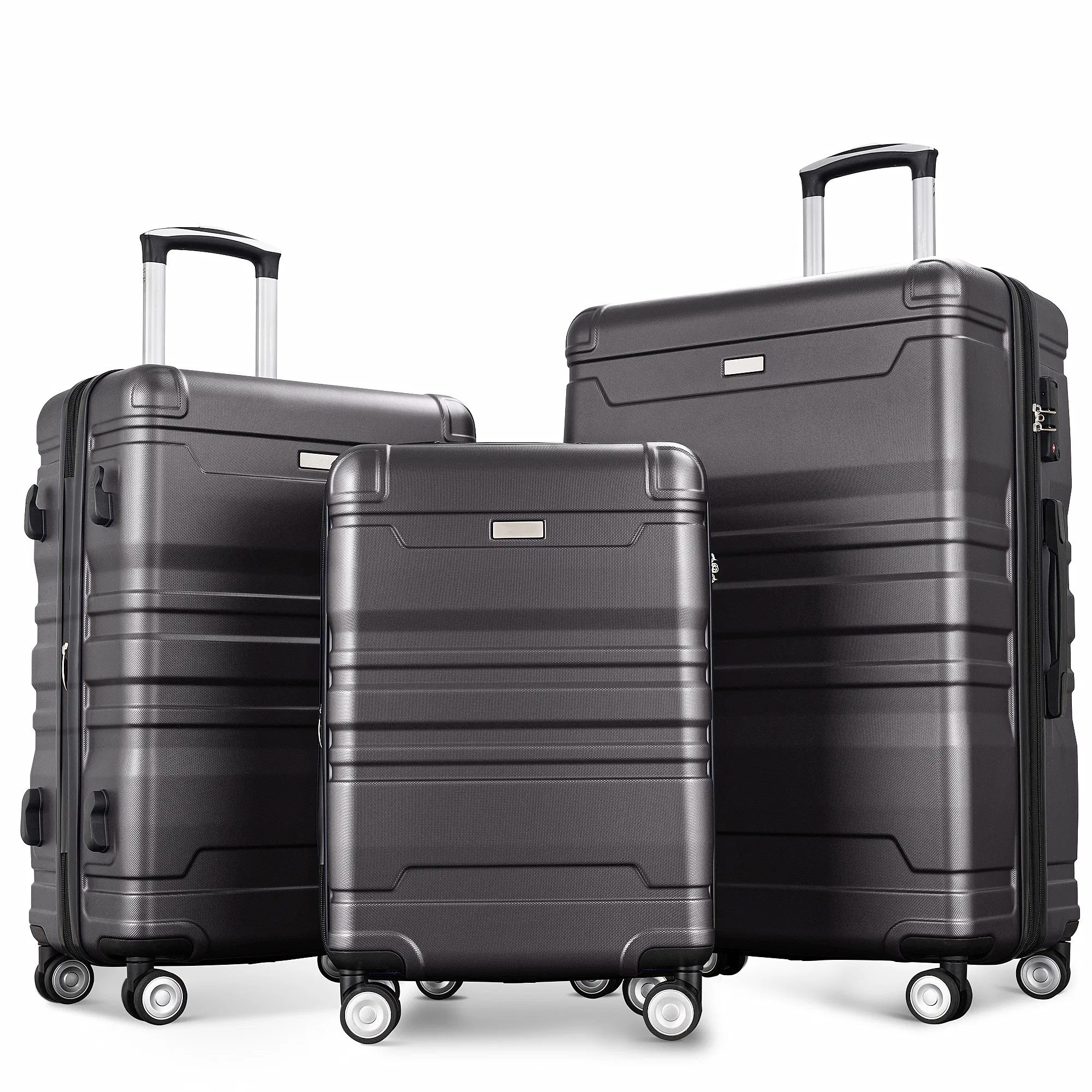 Gepäckset Neues Modell erweiterbarer ABS Hardshell 3pcs Clearance Gepäck Hardside Leichtbau Langlebiger Kofferset Spinner Wheels Koffer mit TSA Lock 20''24''28'' (dunkelgrau)