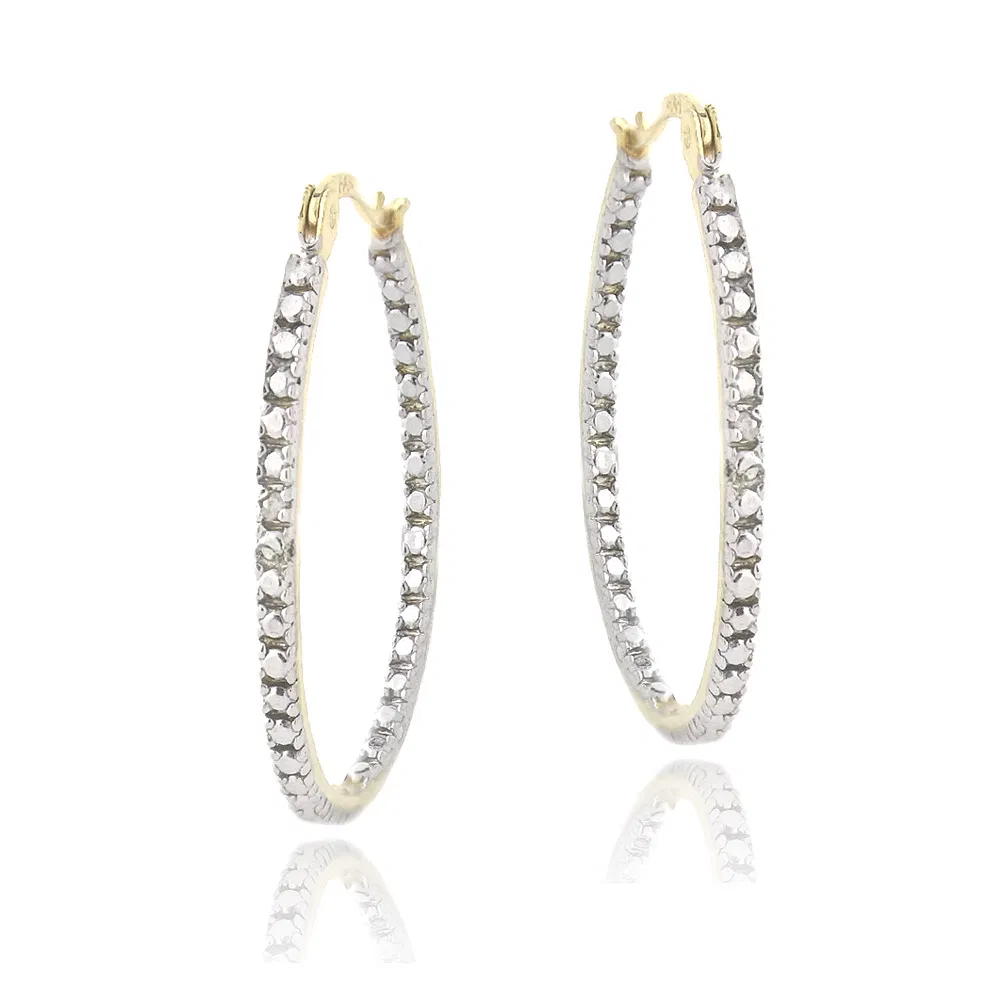 18K Gold Plated Diamond Accent 33mm Hoop Ohrringe