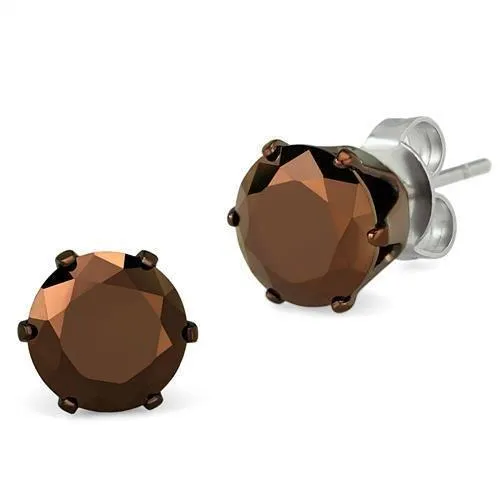 TK2588 - Zwei Tone IP Light Brown (IP Light Coffee) Edelstahl Ohrringe mit AAA-Klasse CZ in Light Coffee