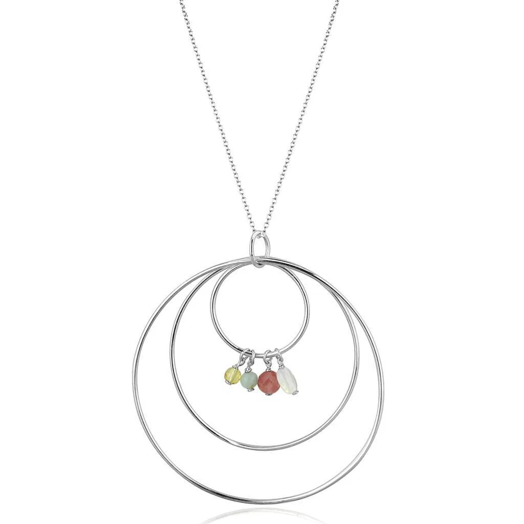 LOS795 - Silber 925 Sterling Silber Halskette mit synthetischem Jade in mehreren Farben