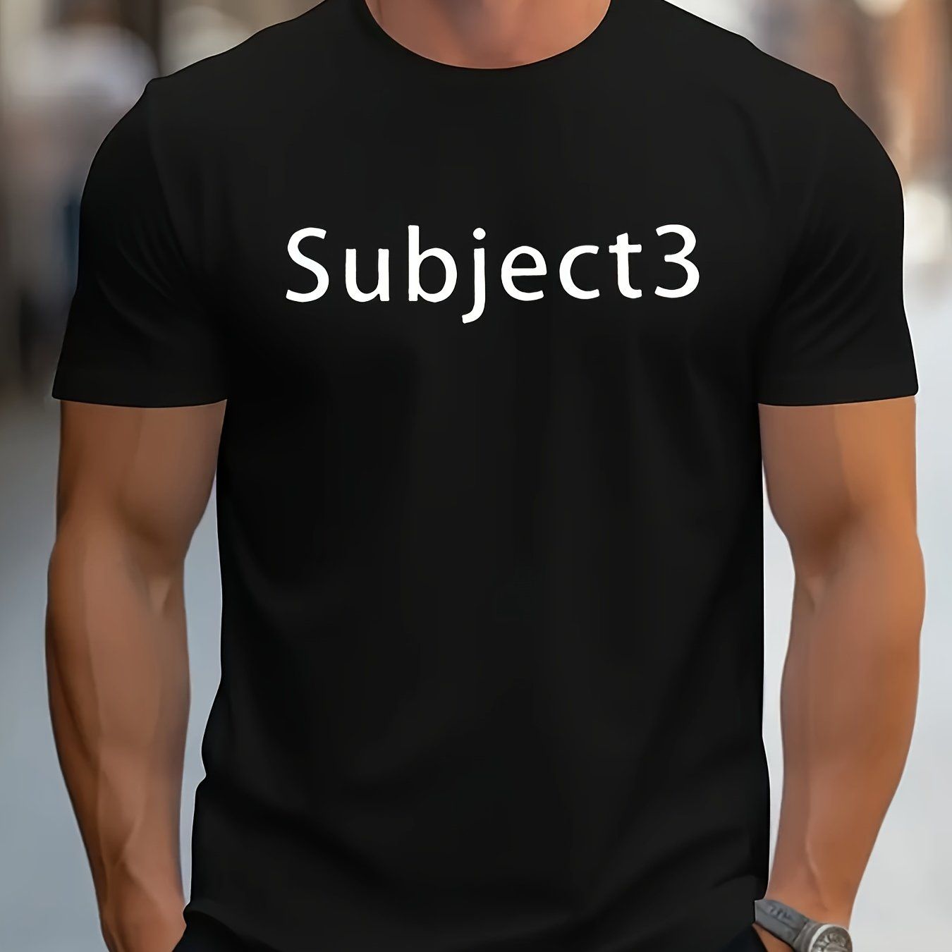 Theme 3 Round Neck Comfortable Short Armband T-Shirt mit einem neuen Herren Mode Muster Druck, geeignet für Casual tägliche Outdoor-Hausaktivitäten